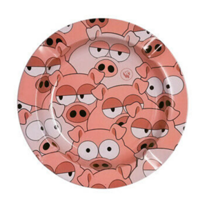 Runder Metallaschenbecher - Mixed Pattern Pigs