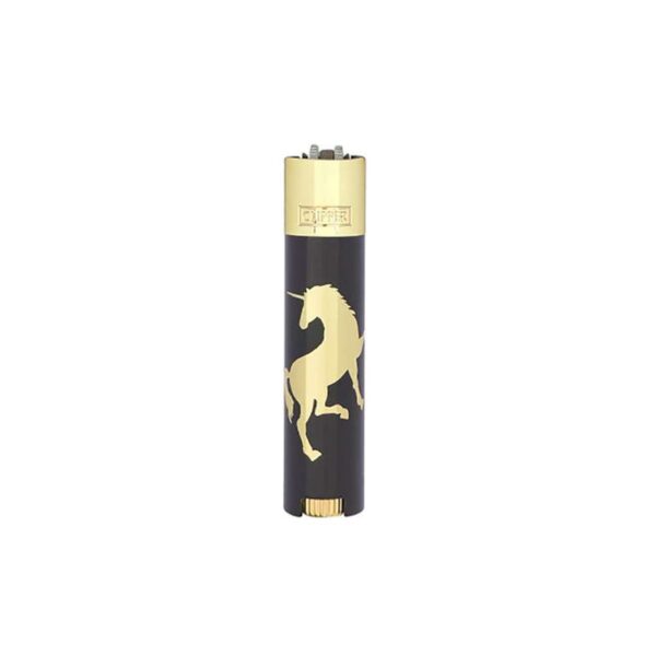 Clipper Metall Feuerzeug - Unicorn - Gold