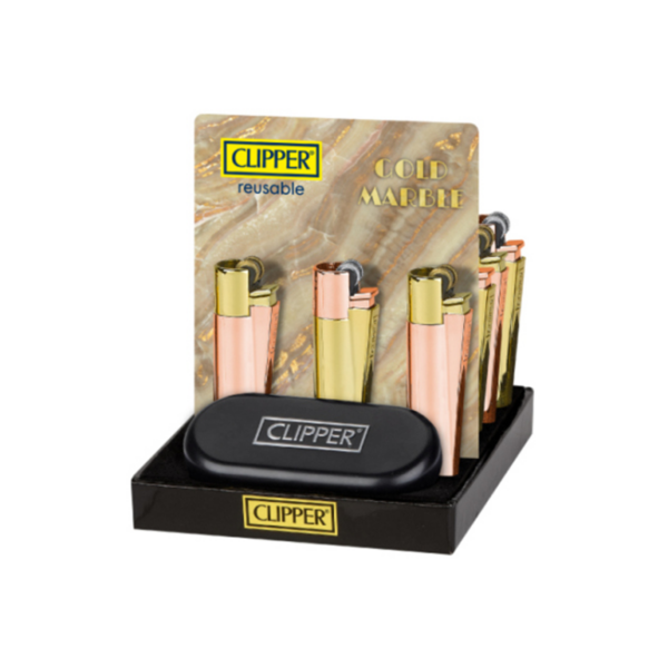 Clipper Metall Feuerzeuge - Gold Marble