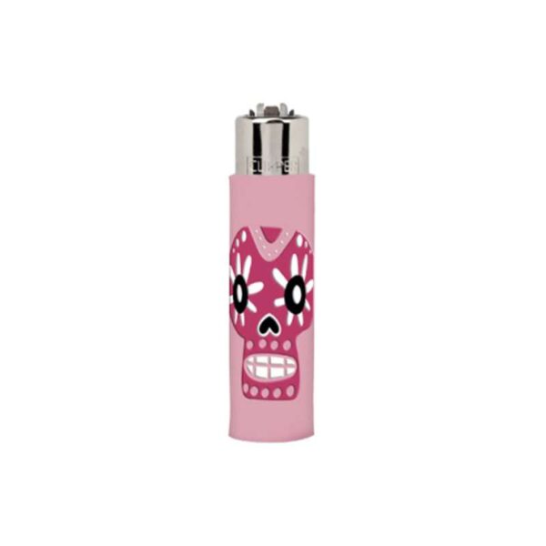 Clipper Feuerzeug Pop Cover - Colorful Skulls pink