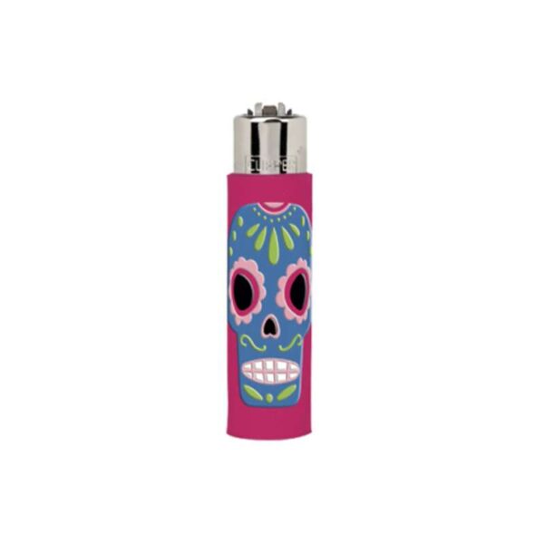 Clipper Feuerzeug Pop Cover - Colorful Skulls rosa-pink