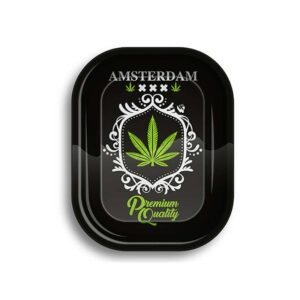 Drehunterlage/Rolling Tray - Amsterdam Black Leaf - Mini