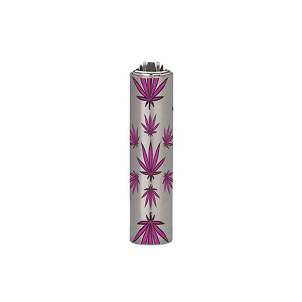 Clipper Feuerzeug Metall Cover Micro - Leaves - Pink